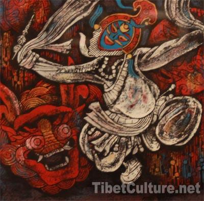 “祥巴”作品《鄧珠：藏戲鹿子》。（攝影：楊月云）